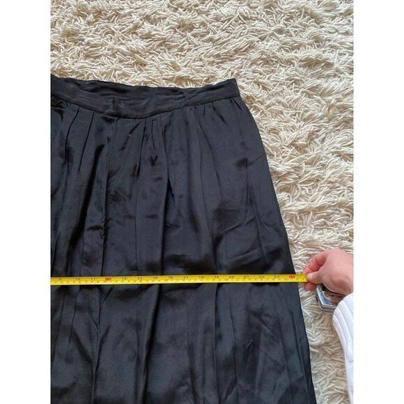 Vintage Pancaldi & B Skirt Black Silk Pleated Mid Length A-Line Size 3 / Medium - Picture 8 of 11